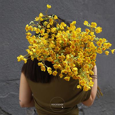 Yapay Küçük Çiçekli Mine Sarı 95 cm