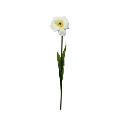 Yapay Lale Dal Açmış Gerçek Dokunuş Beyaz 60 cm