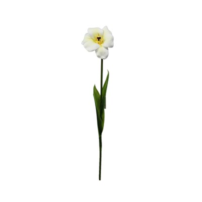 Yapay Lale Dal Açmış Gerçek Dokunuş Beyaz 60 cm