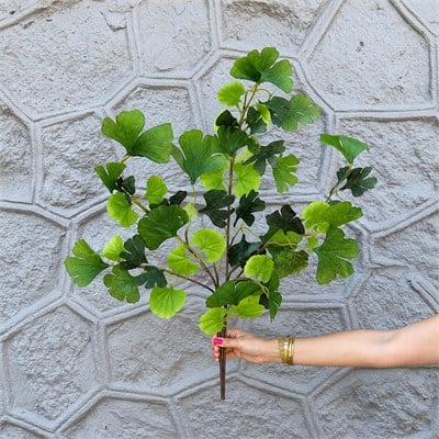 Yapay Mabet Yaprak 3 Dal Alacalı Yeşil 70 cm