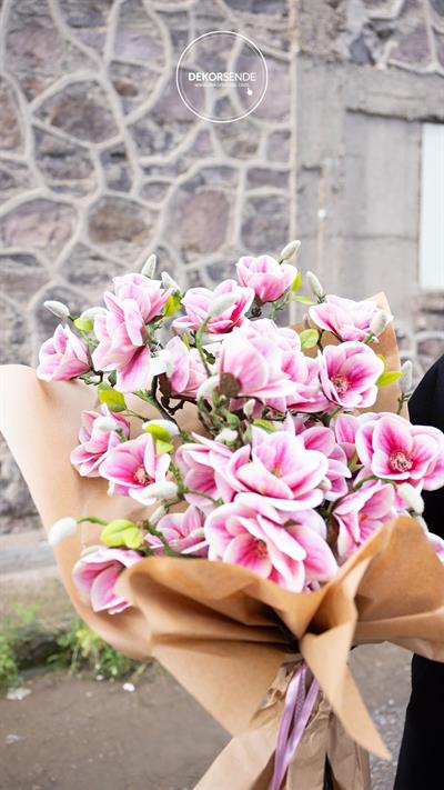 Yapay Manolya Dalı 52 cm Pembe