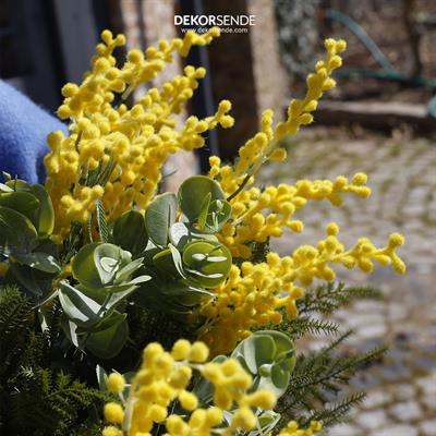 Yapay Mimoza Dalı Sarı 86 cm