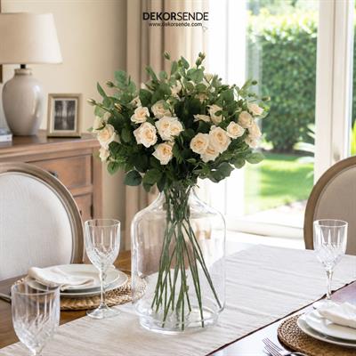 Yapay Mini Çardak Gül Dal Krem 74 cm