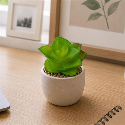 Yapay Mini Etli Echeveria Sukulent Açık Yeşil 8 cm