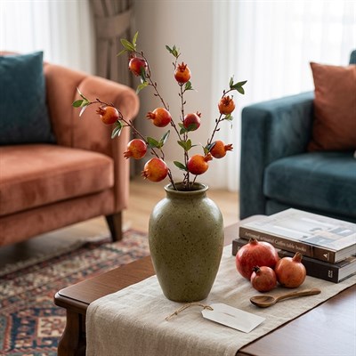 Yapay Nar Dalı Yeşil Turuncu 90 cm