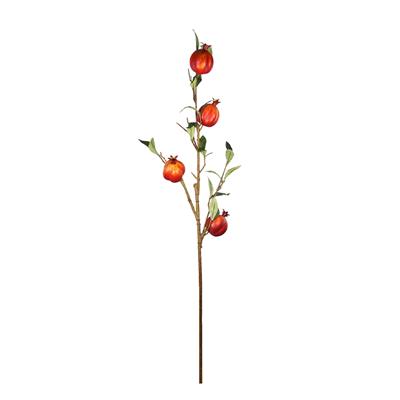 Yapay Nar Dalı Yapraklı Yeşil Kırmızı 90 cm