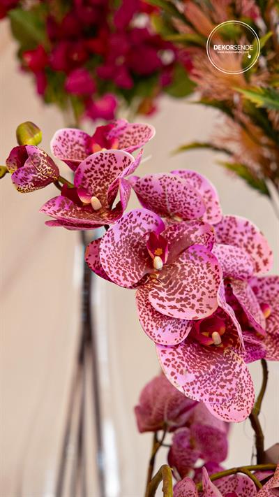 Yapay Orkide Dalı Gerçek Dokunuş Mor Benekli Jumbo