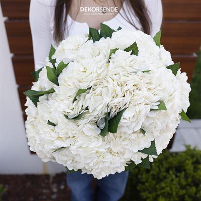 Yapay Ortanca Demeti Islak Dokulu Beyaz 43 cm