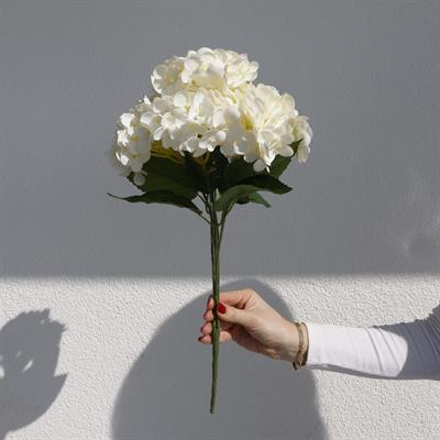 Yapay Ortanca Demeti Islak Dokulu Beyaz 43 cm