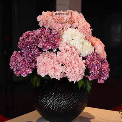 Yapay Ortanca Demeti Islak Dokulu Koyu Pembe 43 cm