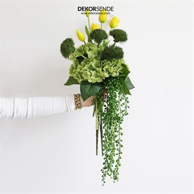 Yapay Ortanca Demeti Islak Dokulu Yeşil 43 cm