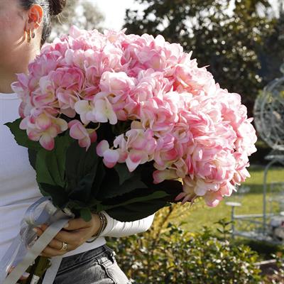 Yapay Ortanca Islak Dokulu Tek Dal Pembe 102 cm