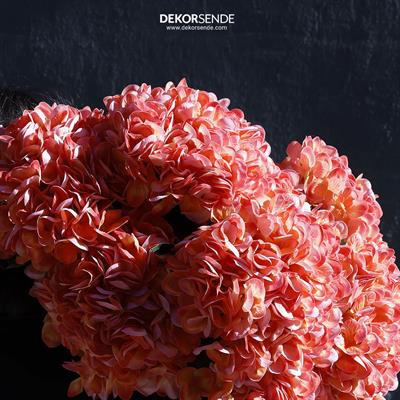 Yapay Ortanca Islak Dokulu Tek Dal Turuncu 102 cm