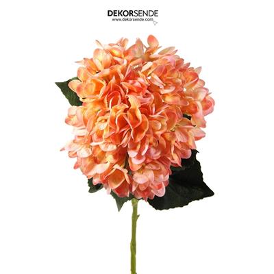 Yapay Ortanca Islak Dokulu Tek Dal Turuncu 102 cm