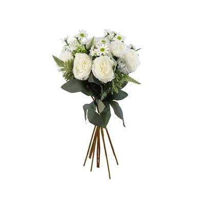 Yapay Şakayık ve Papatya Buketi Beyaz 47 cm