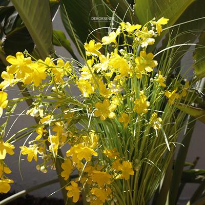 Yapay Sarı Çiçekli Grass Demeti Yeşil 75 cm