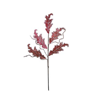 Yılbaşı Ponsetya Pike Taşlı Kadife Yaprak Dal Pembe 70 cm