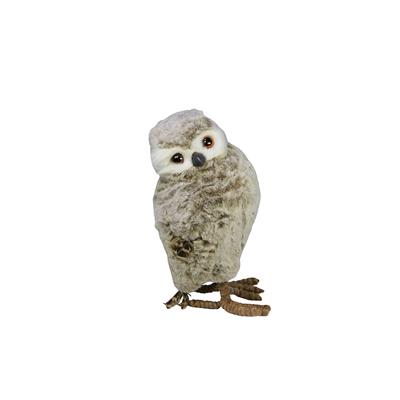 Yapay Tüylü Baykuş Kahve Krem 20 cm