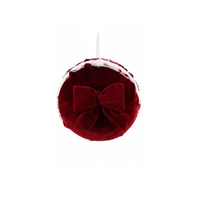 Yılbaşı Ağaç Süsü Makaron Kadife Bordo 10 cm