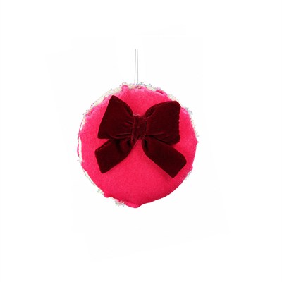 Yılbaşı Ağaç Süsü Makaron Kadife Fuşya 10 cm
