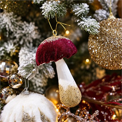 Yılbaşı Ağaç Süsü Mantar Bordo 13 cm
