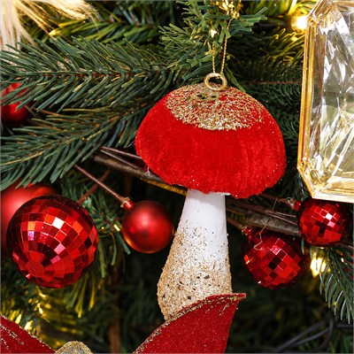 Yılbaşı Ağaç Süsü Mantar Kırmızı 13 cm