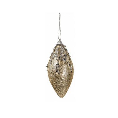 Yılbaşı Ağaç Süsü Oval Şampanya 11 cm