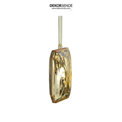 Yılbaşı Ağaç Süsü Taş Kristal Dikdörtgen Altın 12 cm