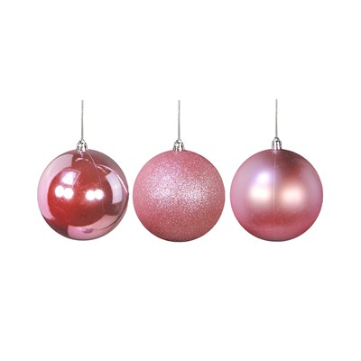 Yılbaşı Ağaç Topu 3 Adet Pembe 10 cm