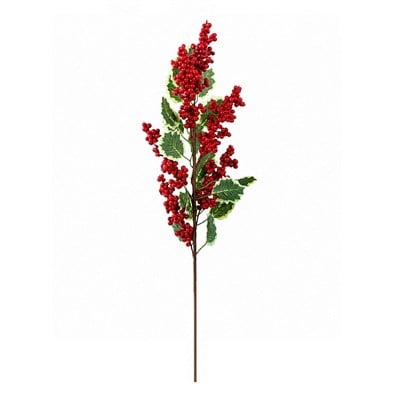 Yılbaşı Alacalı Yapraklı Kırmızı Berry Dal 75 cm
