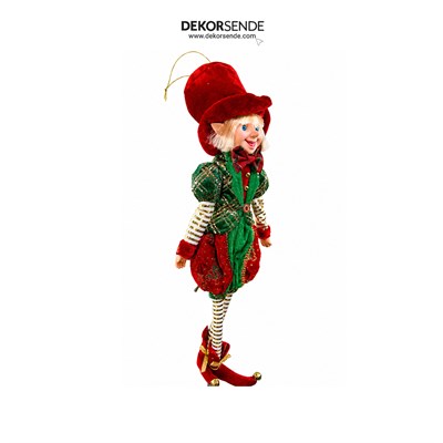 Yılbaşı Dekoratif Kıyafetli Erkek Elf Figürü 60 cm