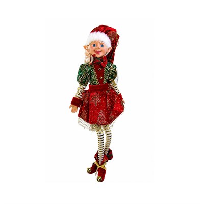 Yılbaşı Dekoratif Kıyafetli Kız Elf Figürü 60 cm