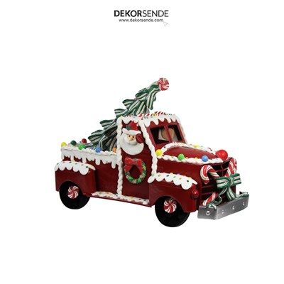 Yılbaşı Dekoratif Şekerleme Kamyonet Biblosu 38 cm