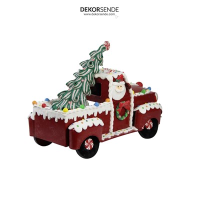 Yılbaşı Dekoratif Şekerleme Kamyonet Biblosu 38 cm