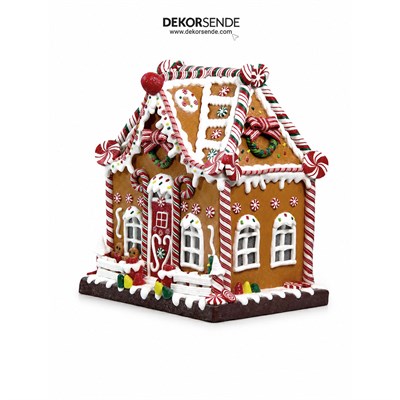 Yılbaşı Dekoratif Tek Katlı Şekerleme Kurabiye Ev Biblosu 30 cm