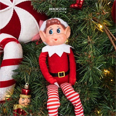Yılbaşı Figürü Elf Çocuk Kırmızı 45 cm