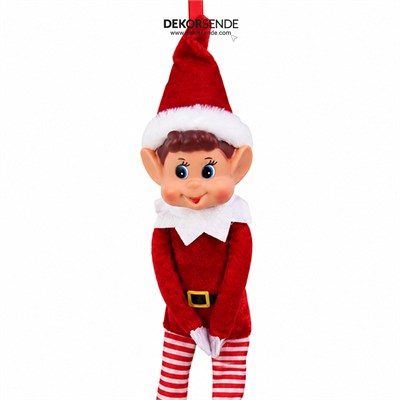 Yılbaşı Figürü Elf Çocuk Kırmızı 45 cm