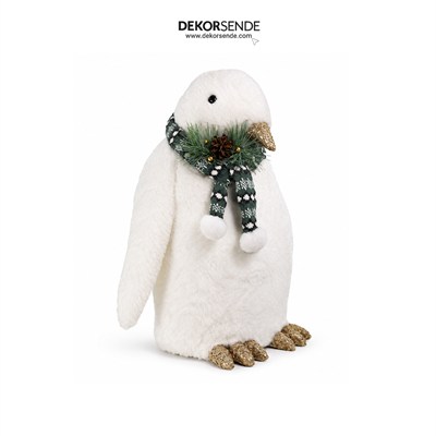 Yılbaşı Figürü Penguen Yeşil Atkılı Beyaz 53 cm