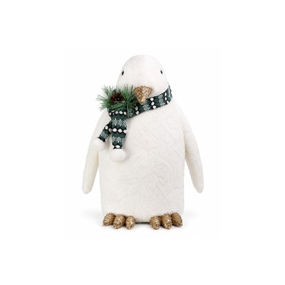 Yılbaşı Figürü Penguen Yeşil Atkılı Beyaz 53 cm