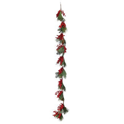 Yılbaşı Garland Berryli Kozalaklı Yeşil Kırmızı 175 cm