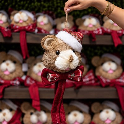 Yılbaşı Kapı Süs Küçük Ayıcık Teddy Bear Kırmızı 33 cm