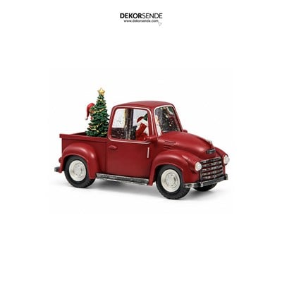 Yılbaşı Kar Küresi Arabalı Elf Çocuklu Noel Baba Model 28x15 cm