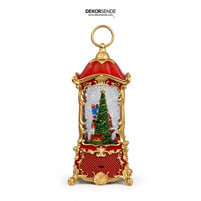 Yılbaşı Kar Küresi Fenerde Noel Baba Model 22x25 cm