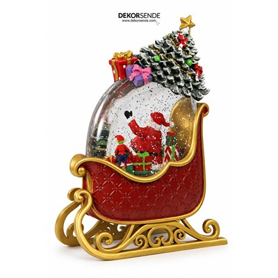 Yılbaşı Kar Küresi Kızakta Noel Baba 25 cm