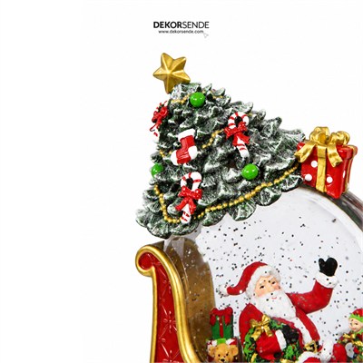 Yılbaşı Kar Küresi Kızakta Noel Baba 25 cm