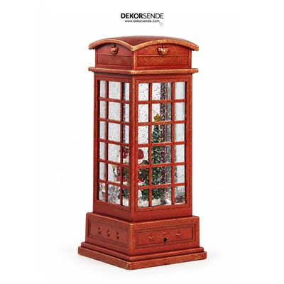 Yılbaşı Kar Küresi Telefon Kulübesinde Noel Baba Model 25 cm
