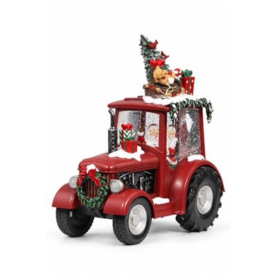 Yılbaşı Kar Küresi Traktörlü Noel Baba Model 22x25 cm