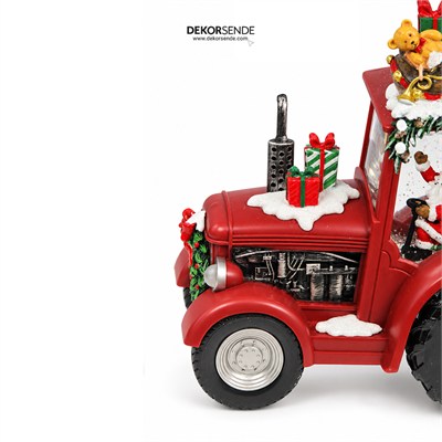 Yılbaşı Kar Küresi Traktörlü Noel Baba Model 22x25 cm