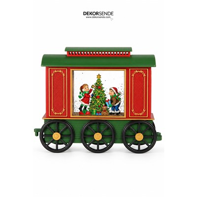 Yılbaşı Kar Küresi Trende Noel Baba Model 47x20 cm