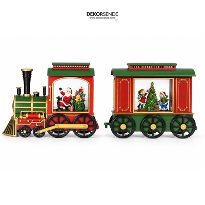 Yılbaşı Kar Küresi Trende Noel Baba Model 47x20 cm